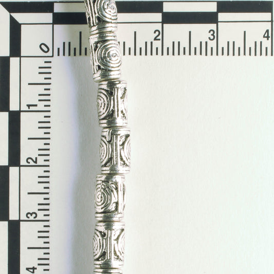 Pewter Beads, Silver Plated - 8" Strand