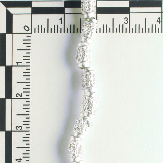 Pewter Beads, Silver Plated - 8" Strand