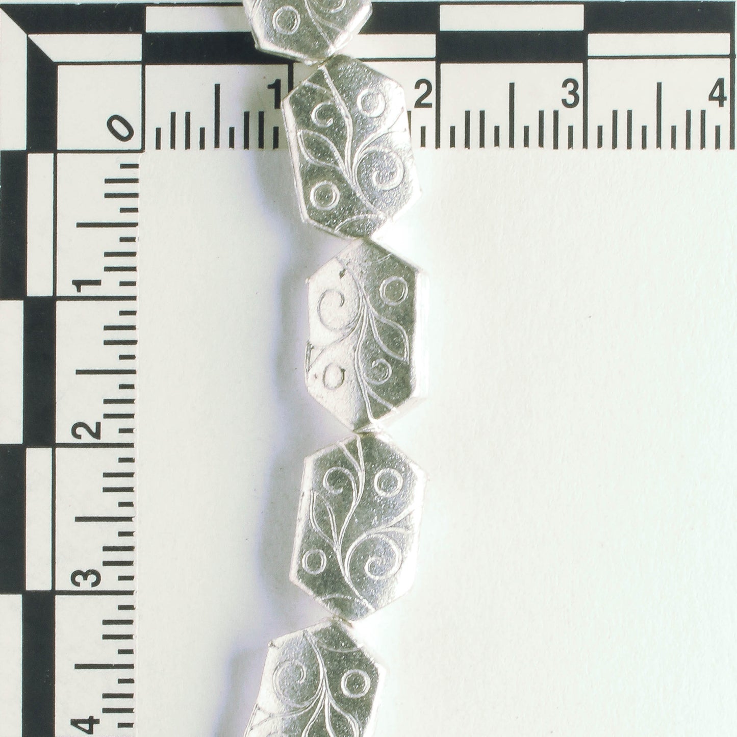 Pewter Beads, Silver Plated - 8" Strand