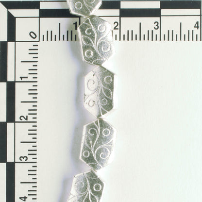 Pewter Beads, Silver Plated - 8" Strand