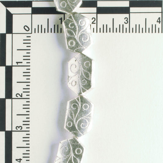 Pewter Beads, Silver Plated - 8" Strand