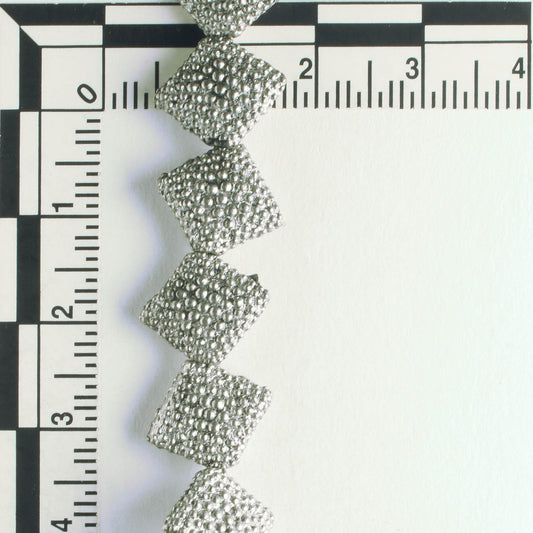 Pewter Beads, Silver Plated - 8" Strand