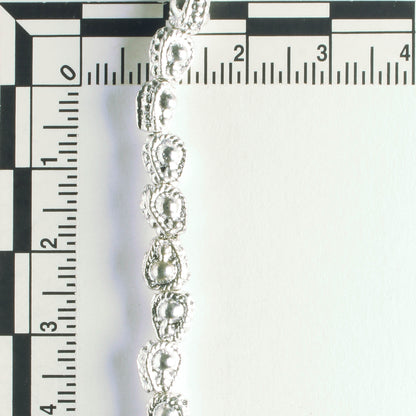 Pewter Beads, Silver Plated - 8" Strand