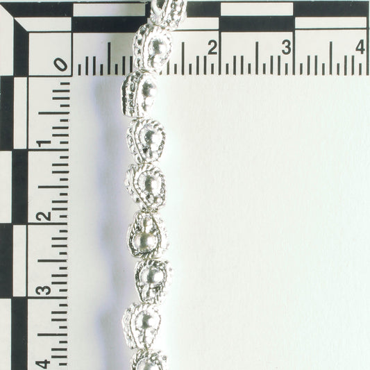 Pewter Beads, Silver Plated - 8" Strand