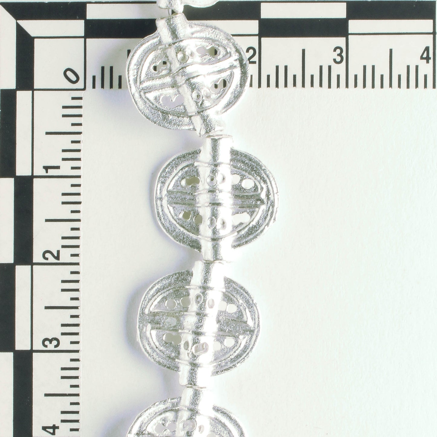Pewter Beads, Silver Plated - 8" Strand