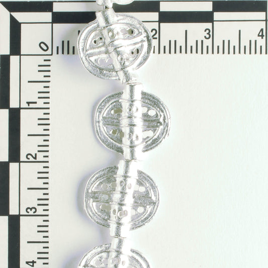 Pewter Beads, Silver Plated - 8" Strand