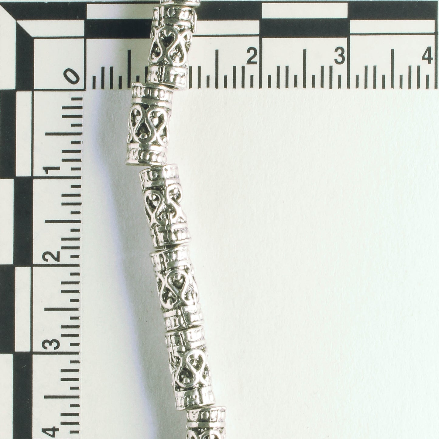 Pewter Beads, Silver Plated - 8" Strand