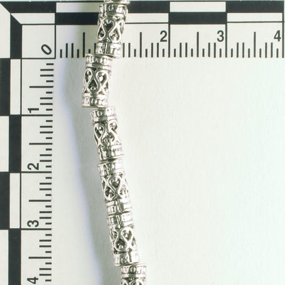 Pewter Beads, Silver Plated - 8" Strand