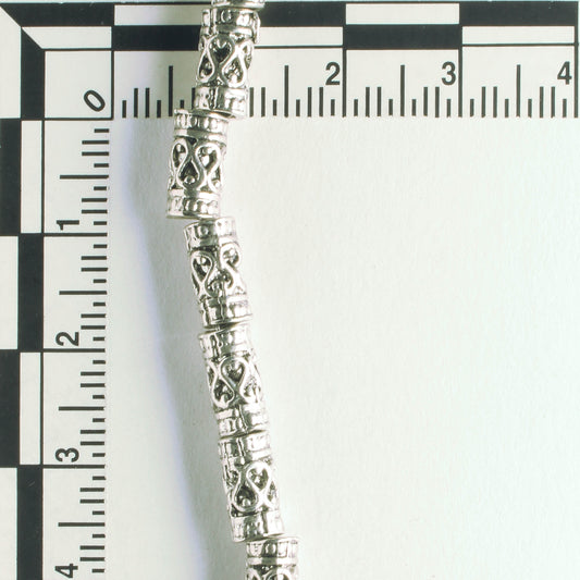 Pewter Beads, Silver Plated - 8" Strand