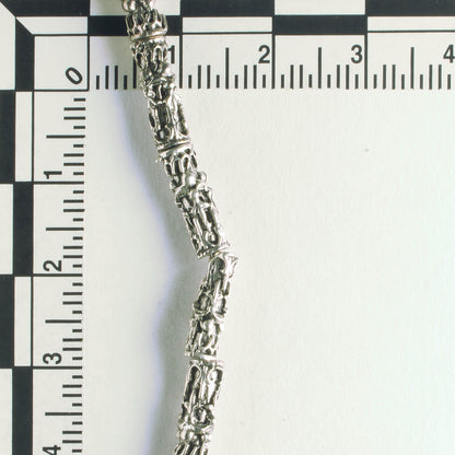 Pewter Beads, Silver Plated - 8" Strand