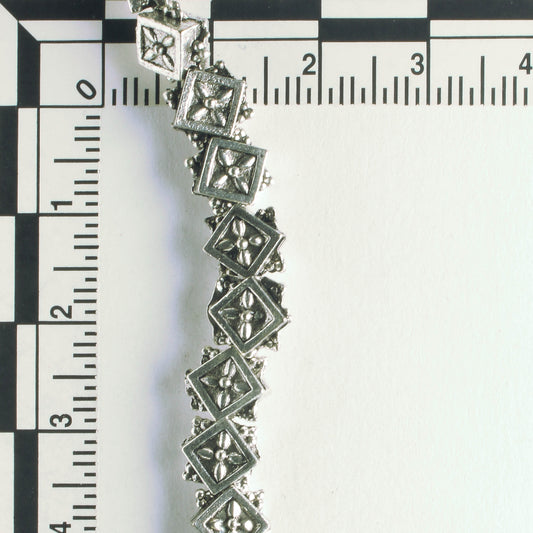 Pewter Beads, Silver Plated - 8" Strand