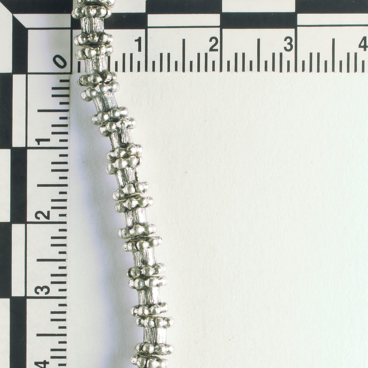 Pewter Beads, Silver Plated - 8" Strand