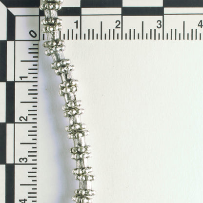 Pewter Beads, Silver Plated - 8" Strand