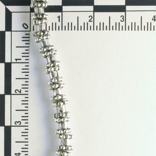Pewter Beads, Silver Plated - 8" Strand