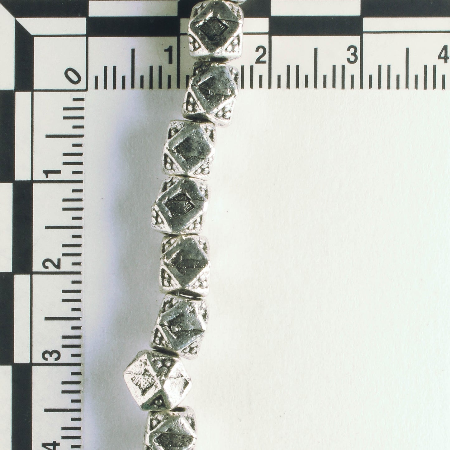 Pewter Beads, Silver Plated - 8" Strand