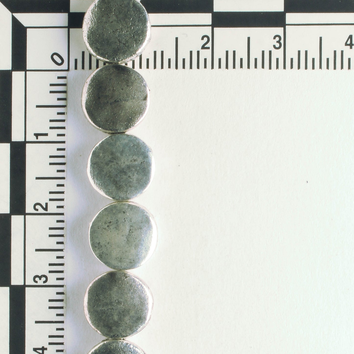 Pewter Beads, Silver Plated - 8" Strand