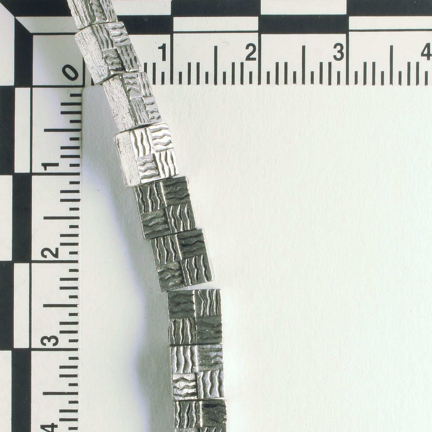 Pewter Beads, Silver Plated - 8" Strand