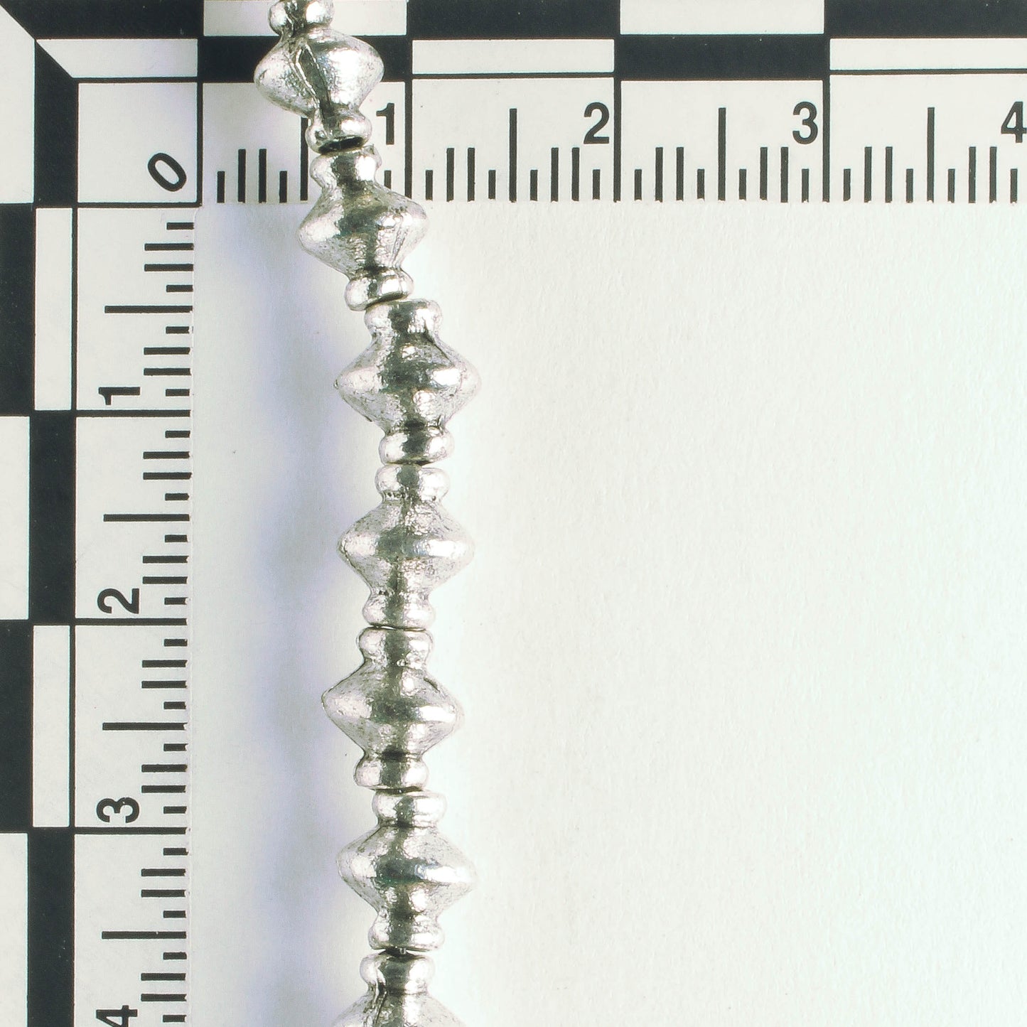 Pewter Beads, Silver Plated - 8" Strand