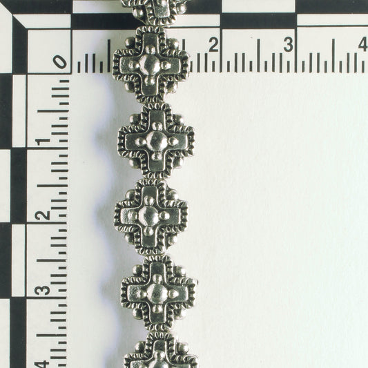 Pewter Beads, Silver Plated - 8" Strand