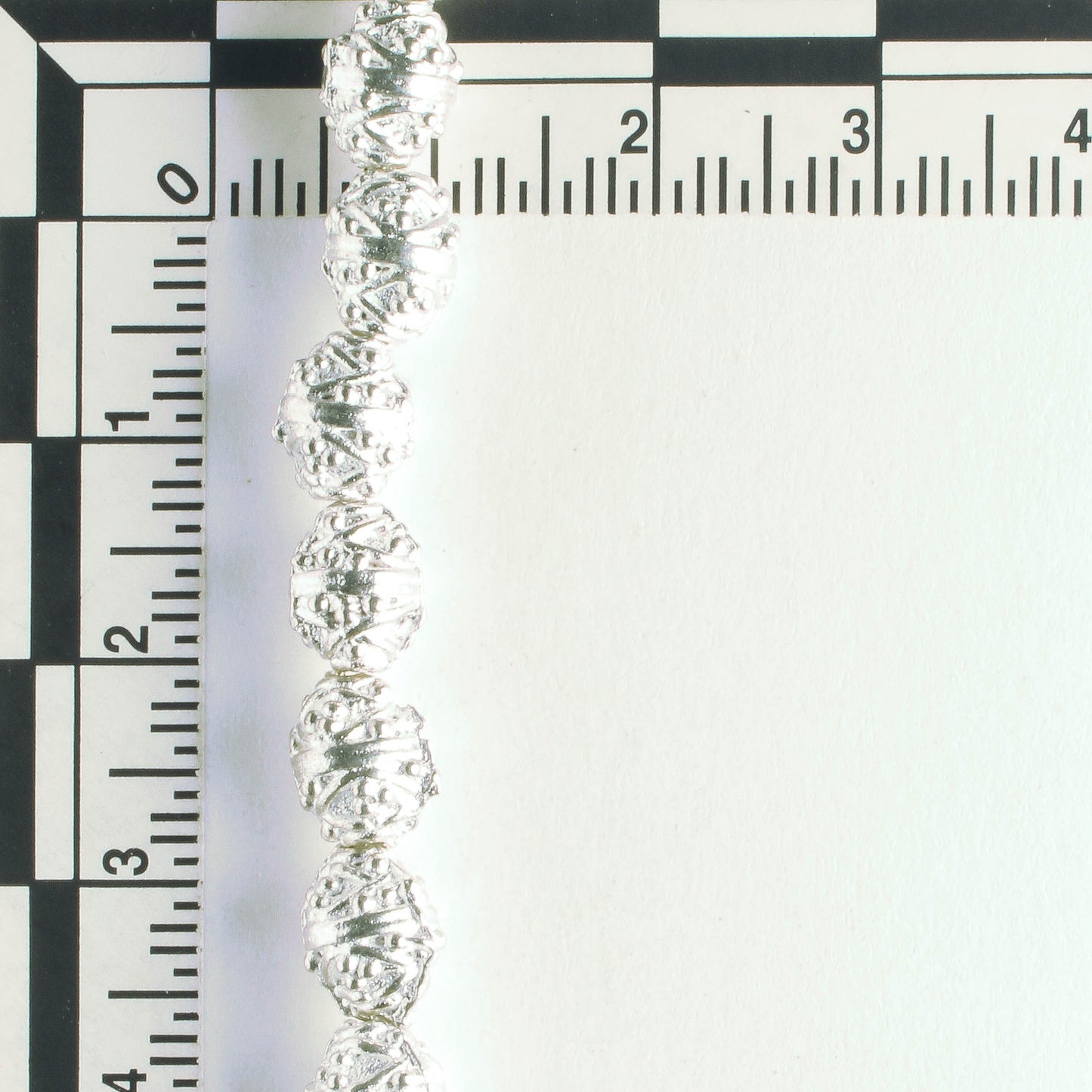 Pewter Beads, Silver Plated - 8" Strand