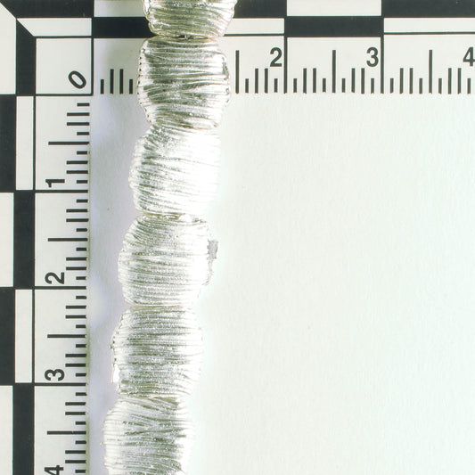 Pewter Beads, Silver Plated - 8" Strand