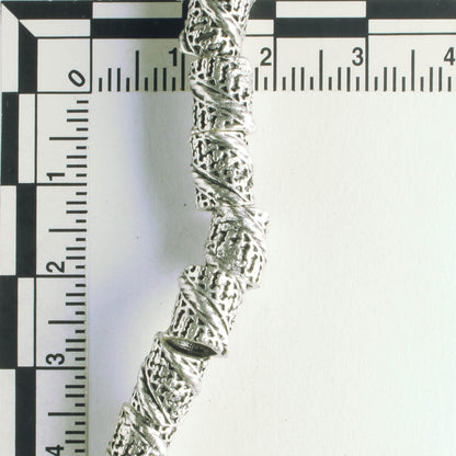 Pewter Beads, Silver Plated - 8" Strand