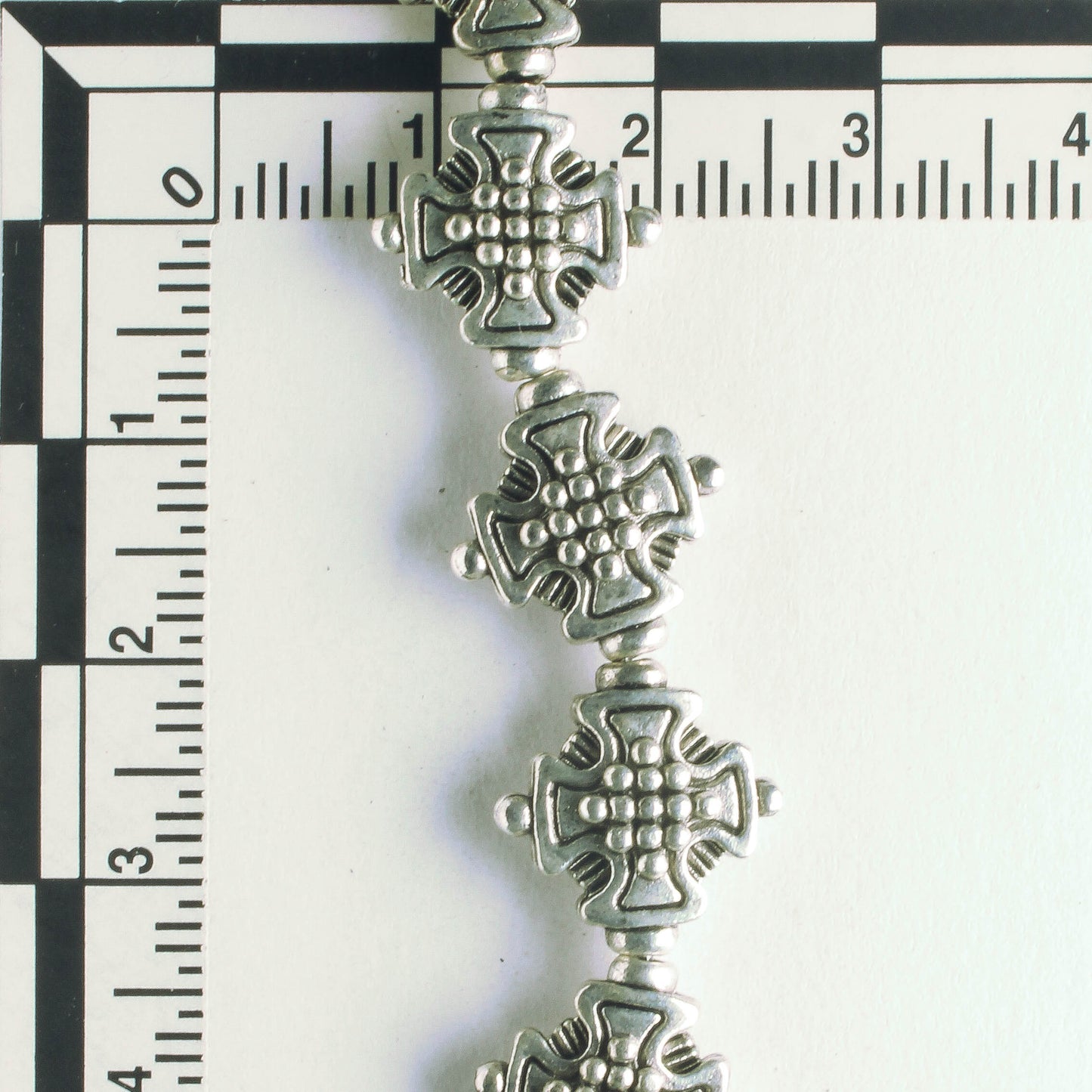 Pewter Beads, Silver Plated - 8" Strand