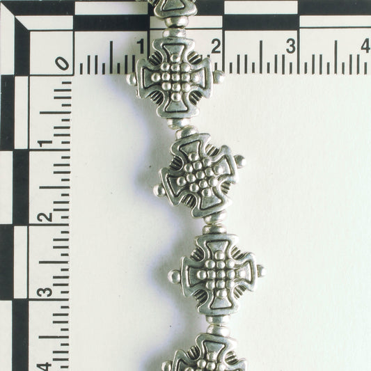 Pewter Beads, Silver Plated - 8" Strand