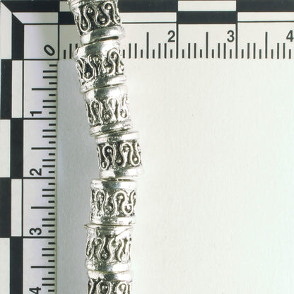 Pewter Beads, Silver Plated - 8" Strand