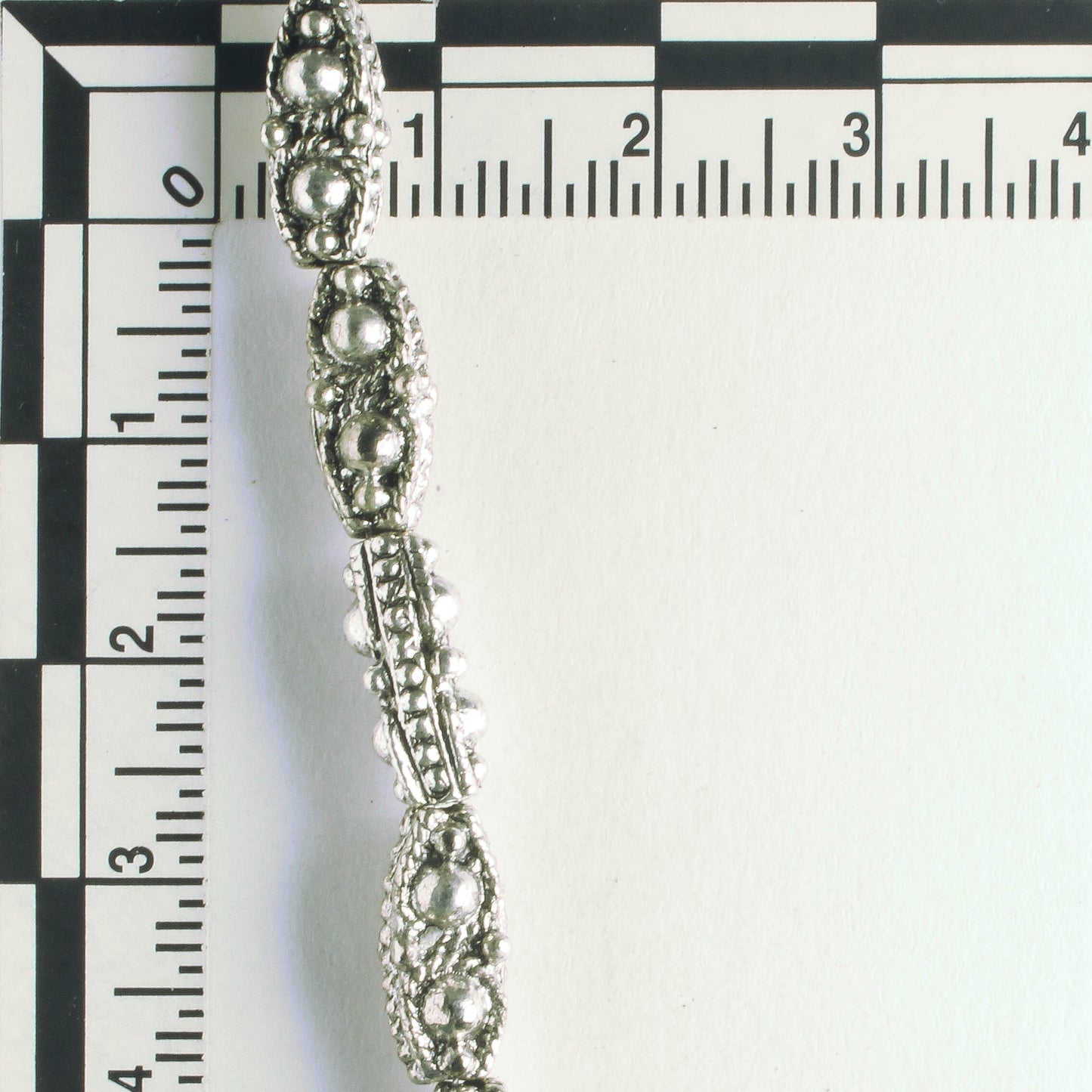 Pewter Beads, Silver Plated - 8" Strand