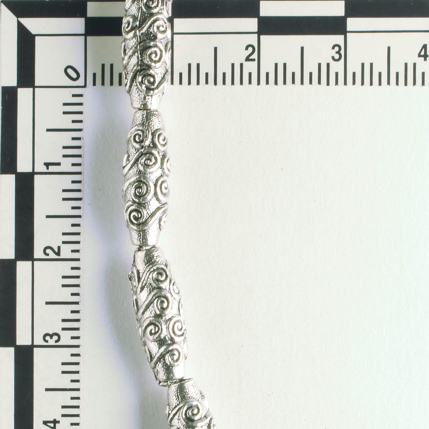 Pewter Beads, Silver Plated - 8" Strand