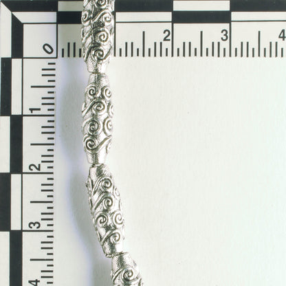 Pewter Beads, Silver Plated - 8" Strand