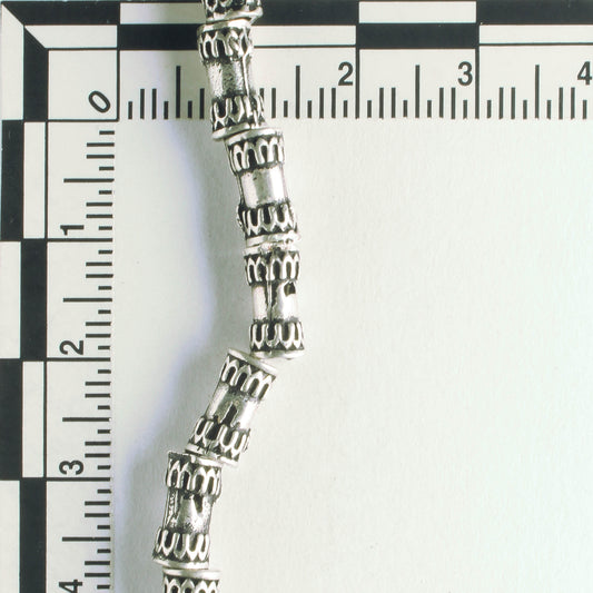 Pewter Beads, Silver Plated - 8" Strand