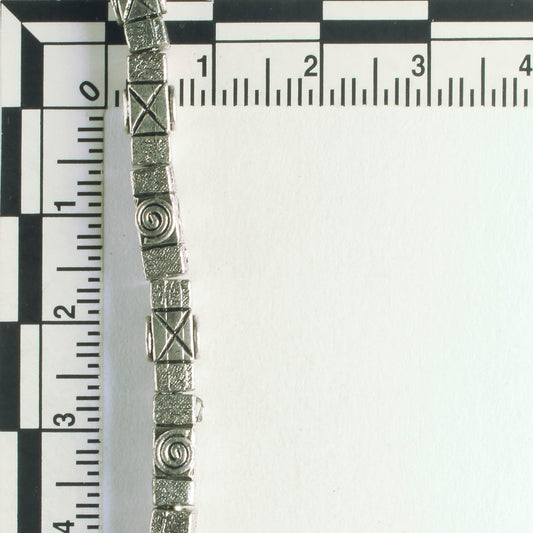 Pewter Beads, Silver Plated - 8" Strand