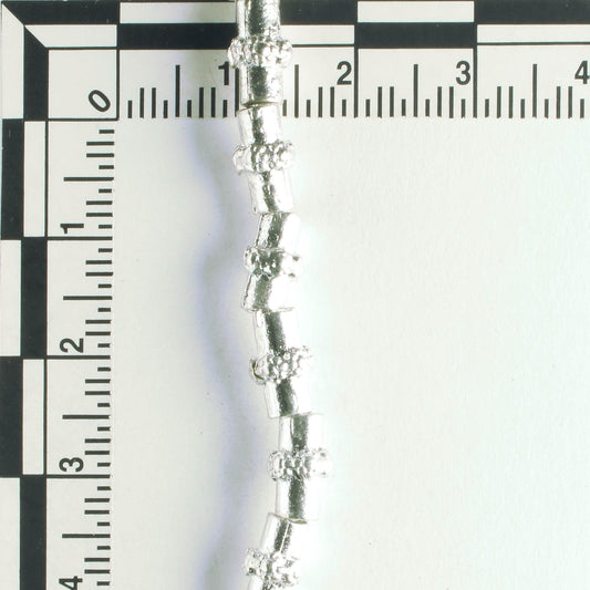 Pewter Beads, Silver Plated - 8" Strand