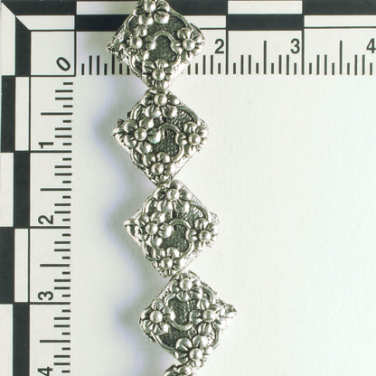 Pewter Beads, Silver Plated - 8" Strand