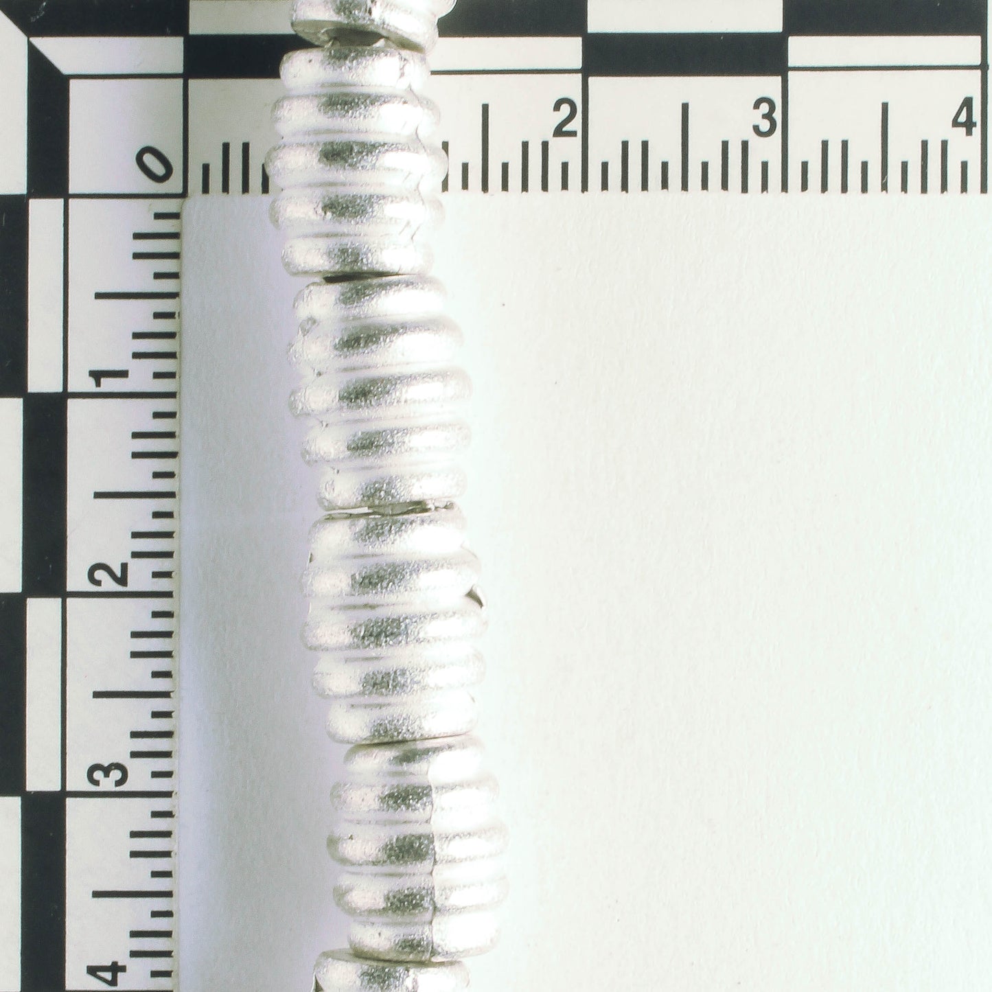 Pewter Beads, Silver Plated - 8" Strand