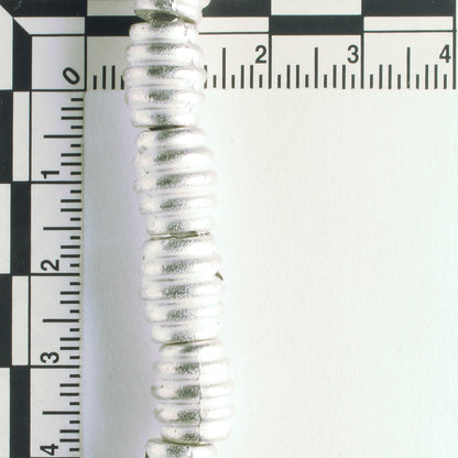 Pewter Beads, Silver Plated - 8" Strand
