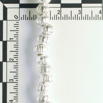 Pewter Beads, Silver Plated - 8" Strand