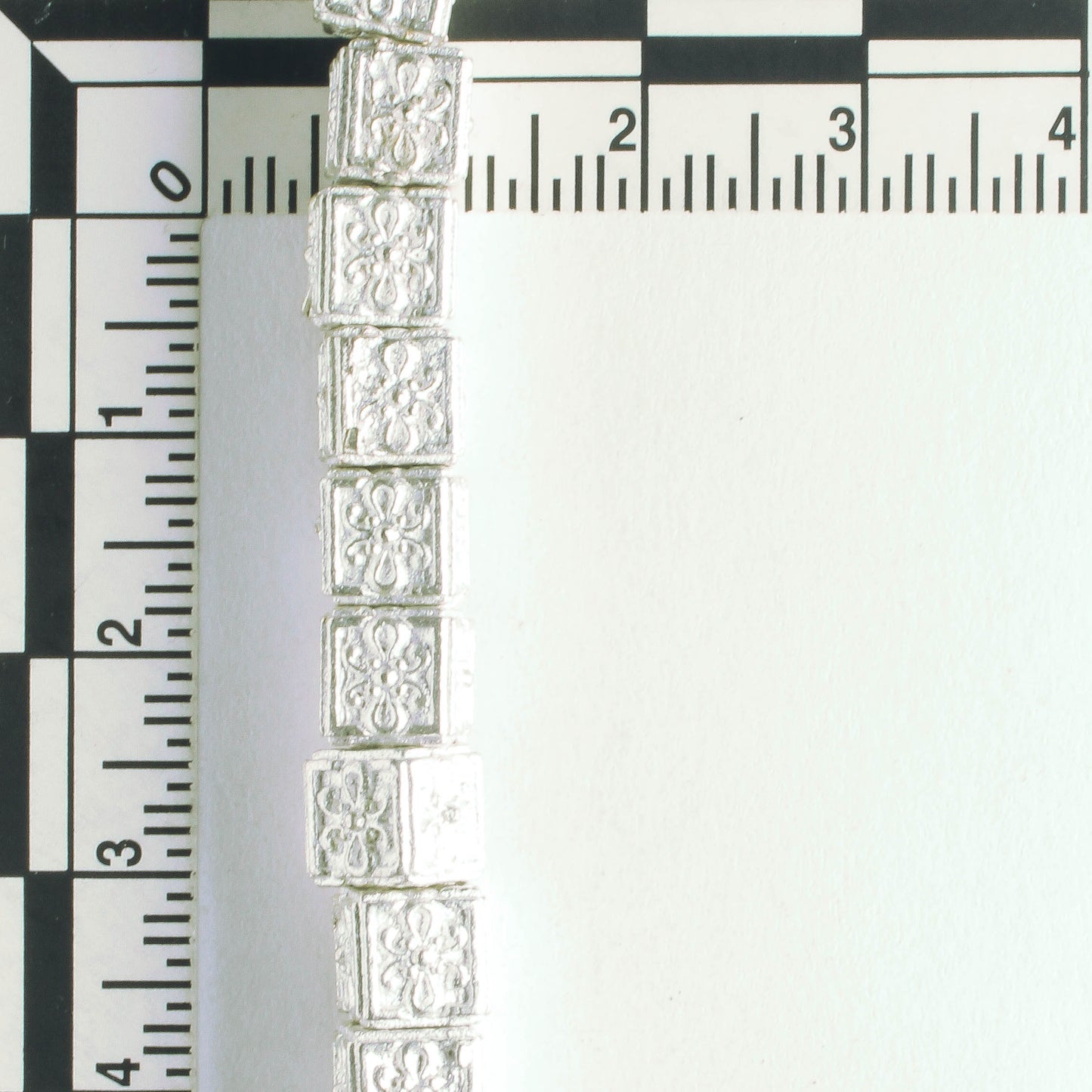 Pewter Beads, Silver Plated - 8" Strand