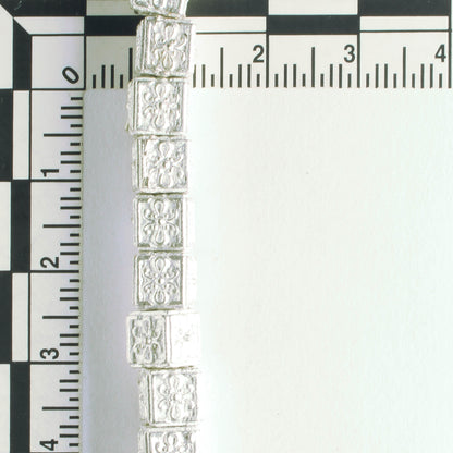 Pewter Beads, Silver Plated - 8" Strand