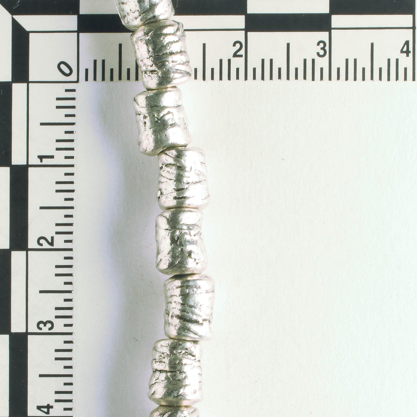 Pewter Beads, Silver Plated - 8" Strand