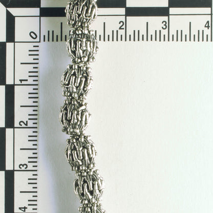 Pewter Beads, Silver Plated - 8" Strand