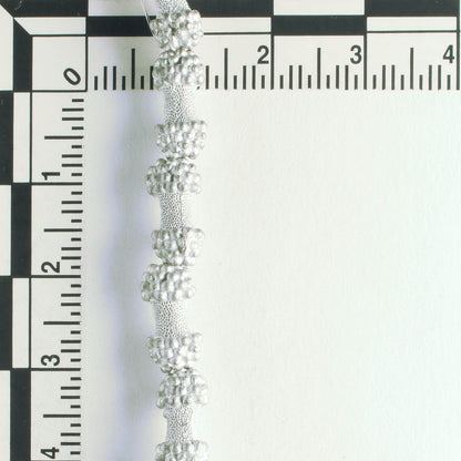 Pewter Beads, Silver Plated - 8" Strand