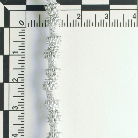 Pewter Beads, Silver Plated - 8" Strand