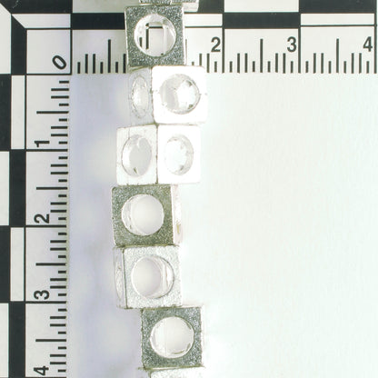 Pewter Beads, Silver Plated - 8" Strand