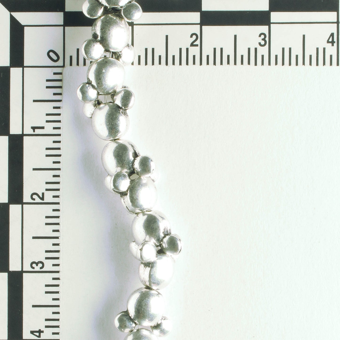 Pewter Beads, Silver plated - 8" Strand
