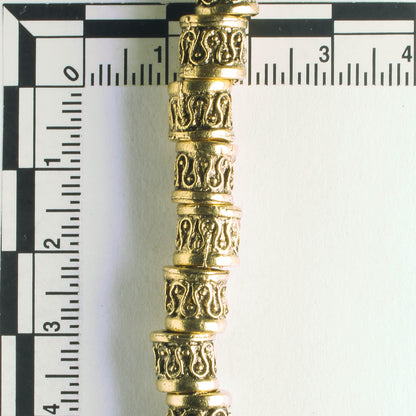 Pewter Beads, Gold Plated - 8" Strand