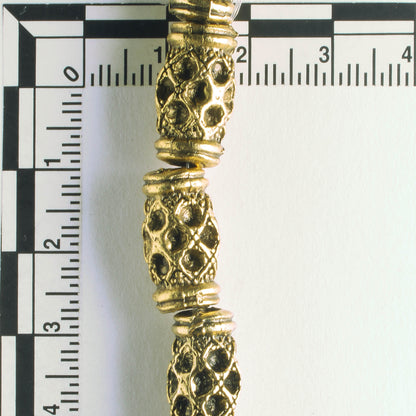 Pewter Beads, Gold Plated - 8" Strand
