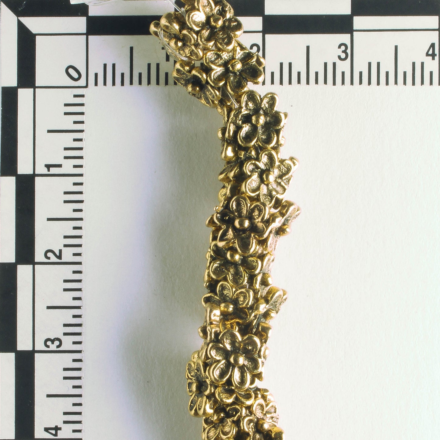Pewter Beads, Gold Plated - 8" Strand
